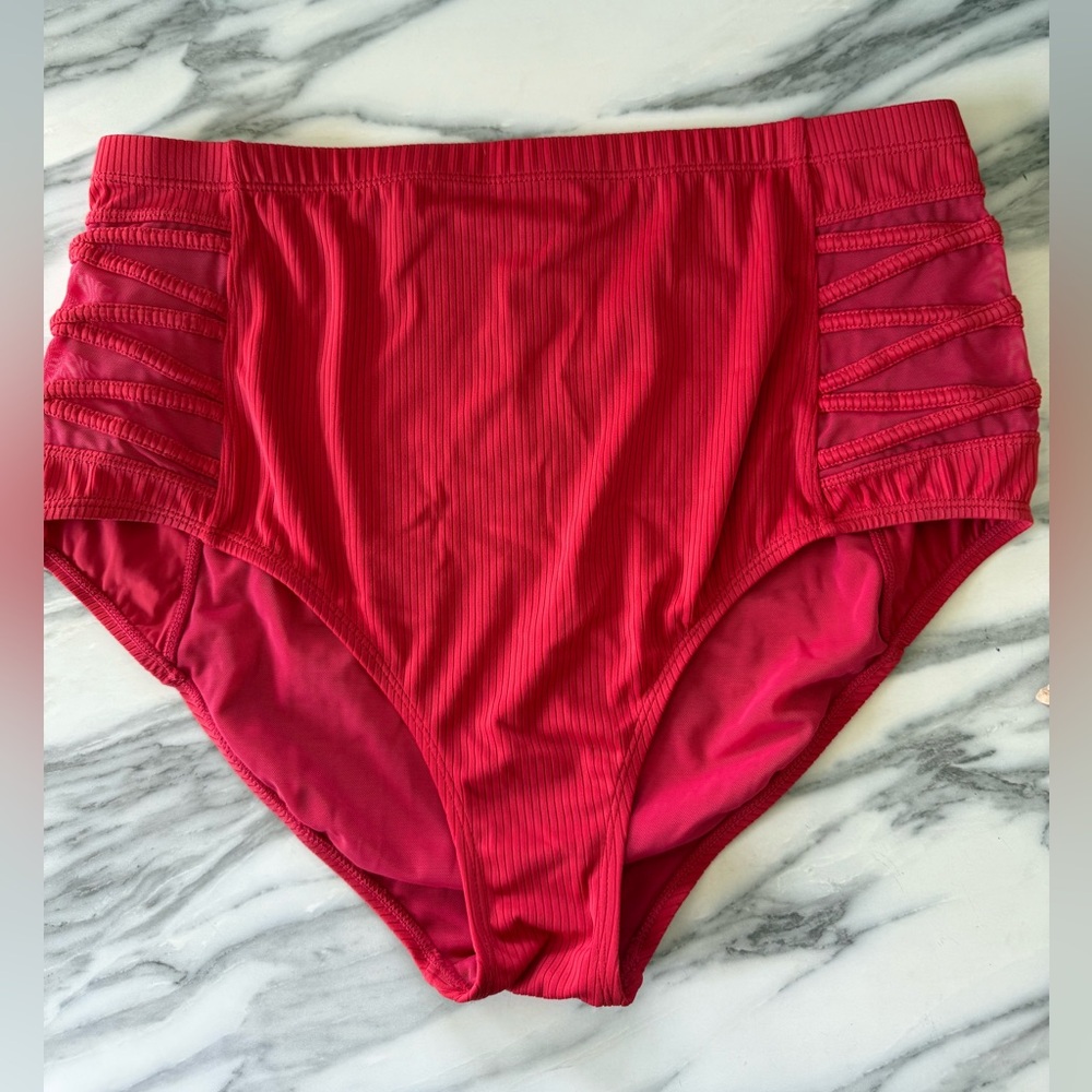Torrid High Rise Ribbed Lattice Side Swim Bottom - Picture 8 of 8